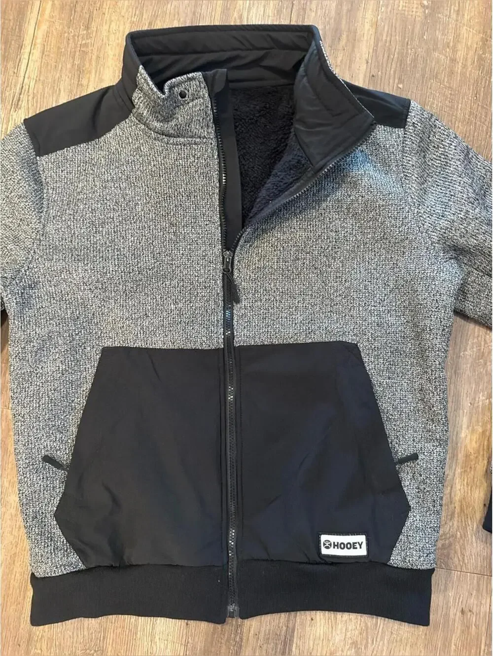 NWOT Hooey Men's Gray & Black Tech Fleece Zip-Front Western Outdoors Jacket Sz M